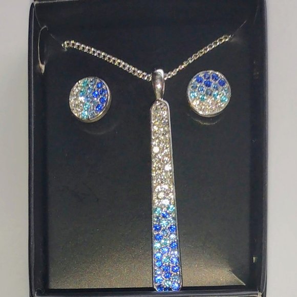 COPY - Avon Blue Ombre Pave Necklace and earrings set NEW - Picture 4 of 4